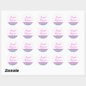 Roze marine preppy aangepaste naam bruiloft gunst ronde sticker (Vel)