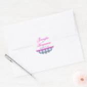 Roze marine preppy aangepaste naam bruiloft gunst ronde sticker (Envelop)
