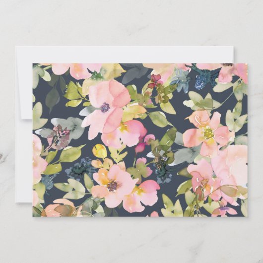 Roze marine waterverf bloemstuk aangepaste bruidsd bedankkaart (Achterkant)