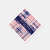 Roze marine Wht Preppy Patchwork Madras N Monogram Servetten (Hoek)