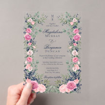 Roze Marineblauwe Bloemige Eucalyptus Groene Huwel