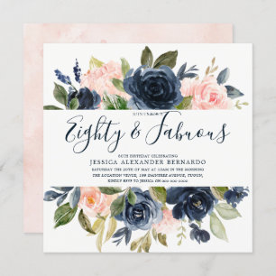 Roze marinebloemen 80ste verjaardag Waterverf Kaart