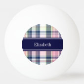 Roze marinegroene witte preppy Madras N Monogram Pingpongballen (Achterkant)