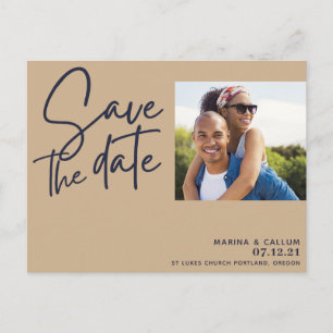 roze marineschrift moderne chic foto briefkaart