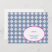 Roze marinesovaal kant preppy bruiloft RSVP (Voorkant / Achterkant)