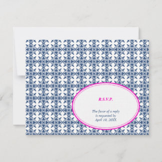 Roze marinesovaal kant preppy bruiloft RSVP Kaartje