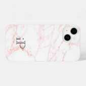 Roze marmer aangepaste monogram iPhone 14 Hoesje iPhone Hoesje (Achterkant horizontaal)