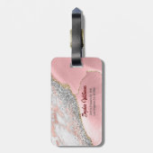 Roze marmer Agate Bagagelabel (Achterkant verticaal)