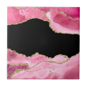 Roze marmer Agate Elegant Gemstone Golden Glitter Tegeltje