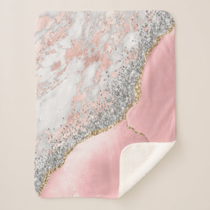 Roze marmer Agate Sherpa Deken