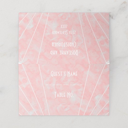 Roze Marmer Art Deco Design Bruiloft (Buitenkant ongevouwen)