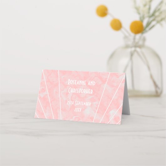 Roze Marmer Art Deco Design Bruiloft (Achterkant)