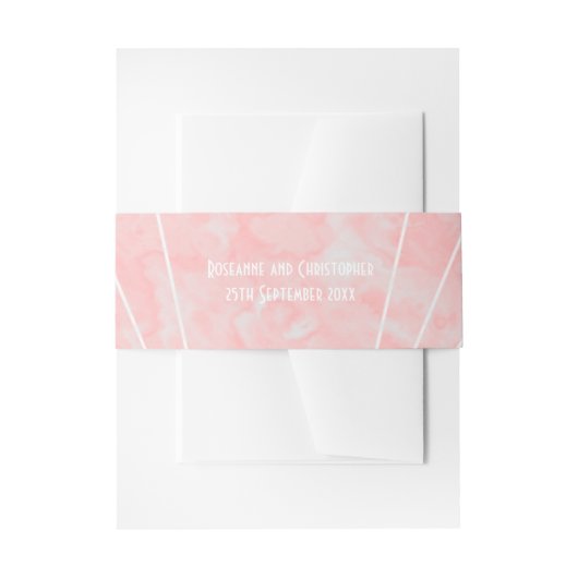 Roze Marmer Art Deco Design Bruiloft Uitnodigingen Wikkel (Voorkant Voorbeeld)
