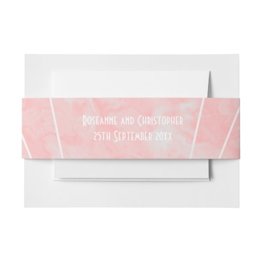 Roze Marmer Art Deco Design Bruiloft Uitnodigingen Wikkel (Voorkant Voorbeeld)