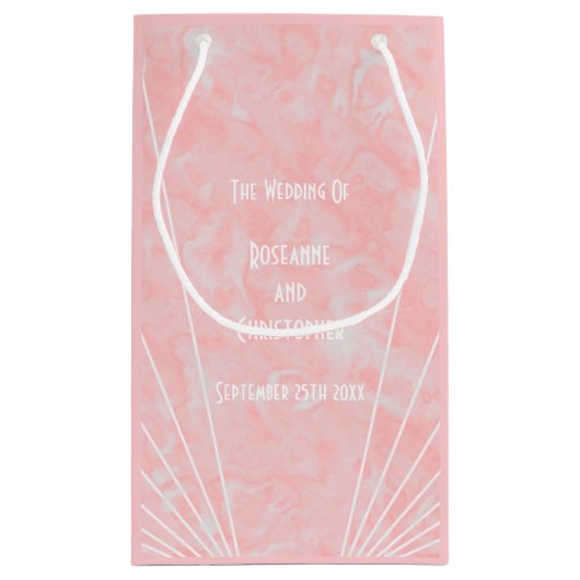 Roze Marmer Art Deco Design Trouwdag Klein Cadeauzakje (Achterkant)