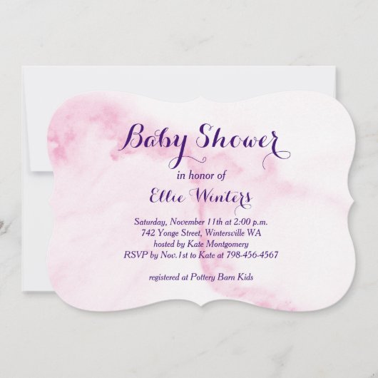  roze marmer Baby shower Uitnodiging (Voorkant)