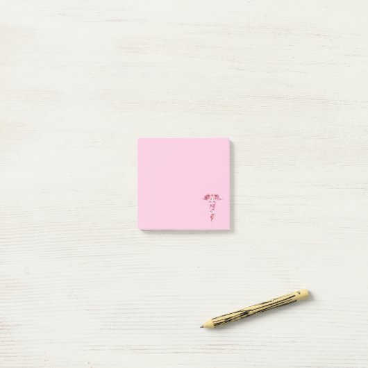 Roze marmer Caduceus medisch symbool Post-it® Notes (Op bureau)
