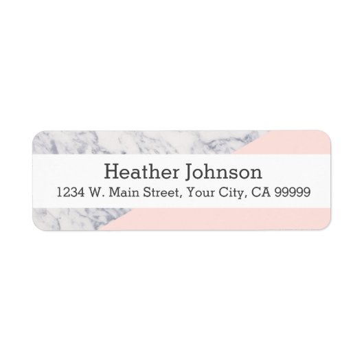 Roze marmer Colorblock Patroon Etiket (Voorkant)
