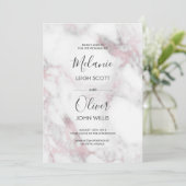 Roze Marmer Eenvoudige Bruiloft uitnodiging (Staand voorkant)