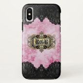 Roze marmer Elegant Romantic Monogram Case-Mate iPhone Case (Achterkant)