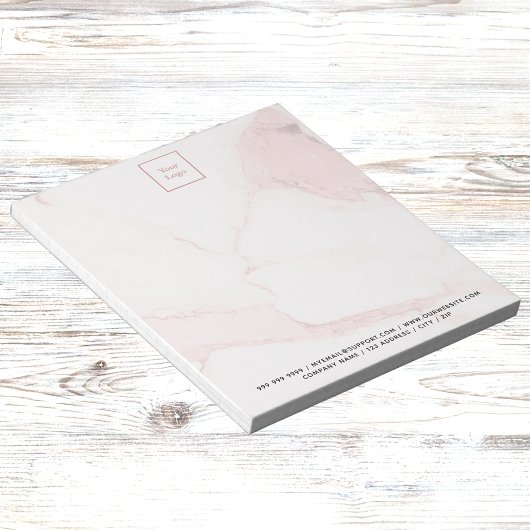 Roze marmer elegante bedrijfslogo notitieblok