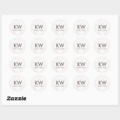Roze Marmer gepersonaliseerde initiaal monogram st Ronde Sticker (Vel)