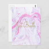 Roze Marmer Gewoon ademen ontwerp Briefkaart (Voorkant / Achterkant)