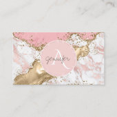 Roze marmer Gold Agate Modern Elegant diamant Visitekaartje (Voorkant)