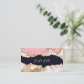 Roze marmer Gold Agate Modern Elegant Visitekaartje (Staand voorkant)