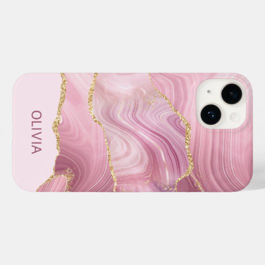 Roze marmer Gold Glitter Case-Mate iPhone Case (Achterkant (horizontaal))