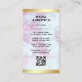 Roze marmer Gold Model Actress QR Code Foto Visitekaartje (Achterkant)