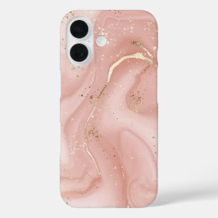 Roze Marmer Goud Glitter Abstract Patroon iPhone 16 Hoesje