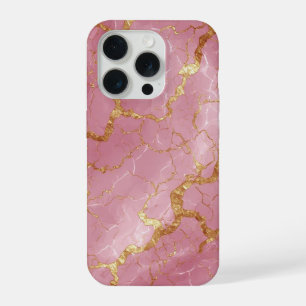 💖 Roze Marmer Gouden Aders ✨ Luxe Vrouwelijke Mod iPhone 15 Pro Hoesje