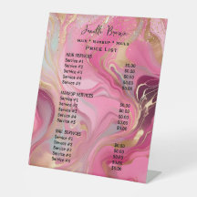 Roze marmer & gouden glittersalon Prijslijst Schoo