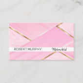 Roze marmer | Gouden metaal Visitekaartje (Voorkant)