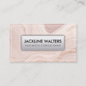 Roze Marmer Goudvlokken Visitekaartje (Voorkant)