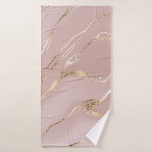 Roze marmer met gouden aderen badhanddoek