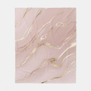 Roze marmer met gouden aderen fleece deken