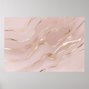 Roze marmer met gouden aderen poster
