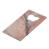 Roze marmer met zwakke plek kredietkaart flessenopener (Voorkant Gekanteld)