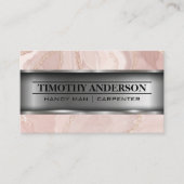 Roze marmer | Metaal Visitekaartje (Voorkant)