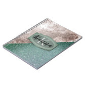 Roze marmer Minty Green Monogram Notitieboek (Linkerzijde)