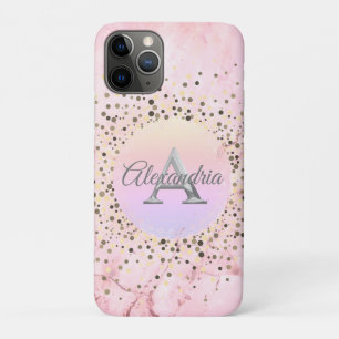 Roze marmer Monogram iPhone 11 Pro Hoesje