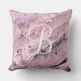 Roze marmer Monogram Sierkussen