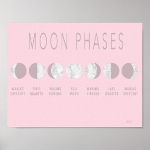 Roze marmer Moon Phases Poster