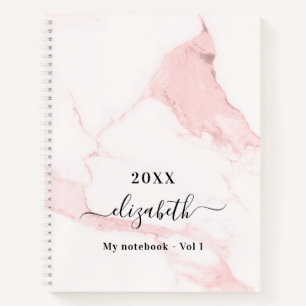 Roze marmer naam elegante zakelijke notitieboek