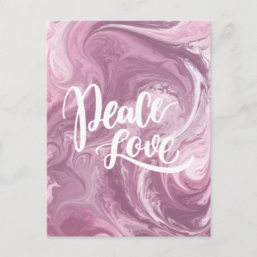 Roze marmer Peace Love Briefkaart Designer (Voorkant)