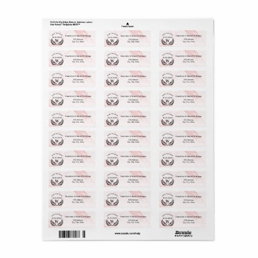 Roze marmer sla het label van het datumretouradres (Full Sheet)