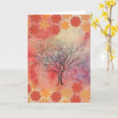 Roze marmer-Wenskaart Kaart (Gele Bloem)