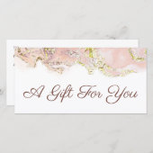 roze marmerdesign cadeaubon (Voorkant / Achterkant)